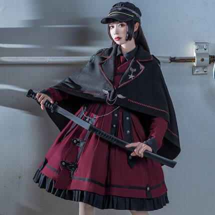 軍服ロリータ　戦闘服風ドレス ロリータファッション