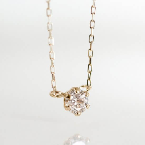 Champagne Diamond Double Hung Necklace 0.1ct - K10YG