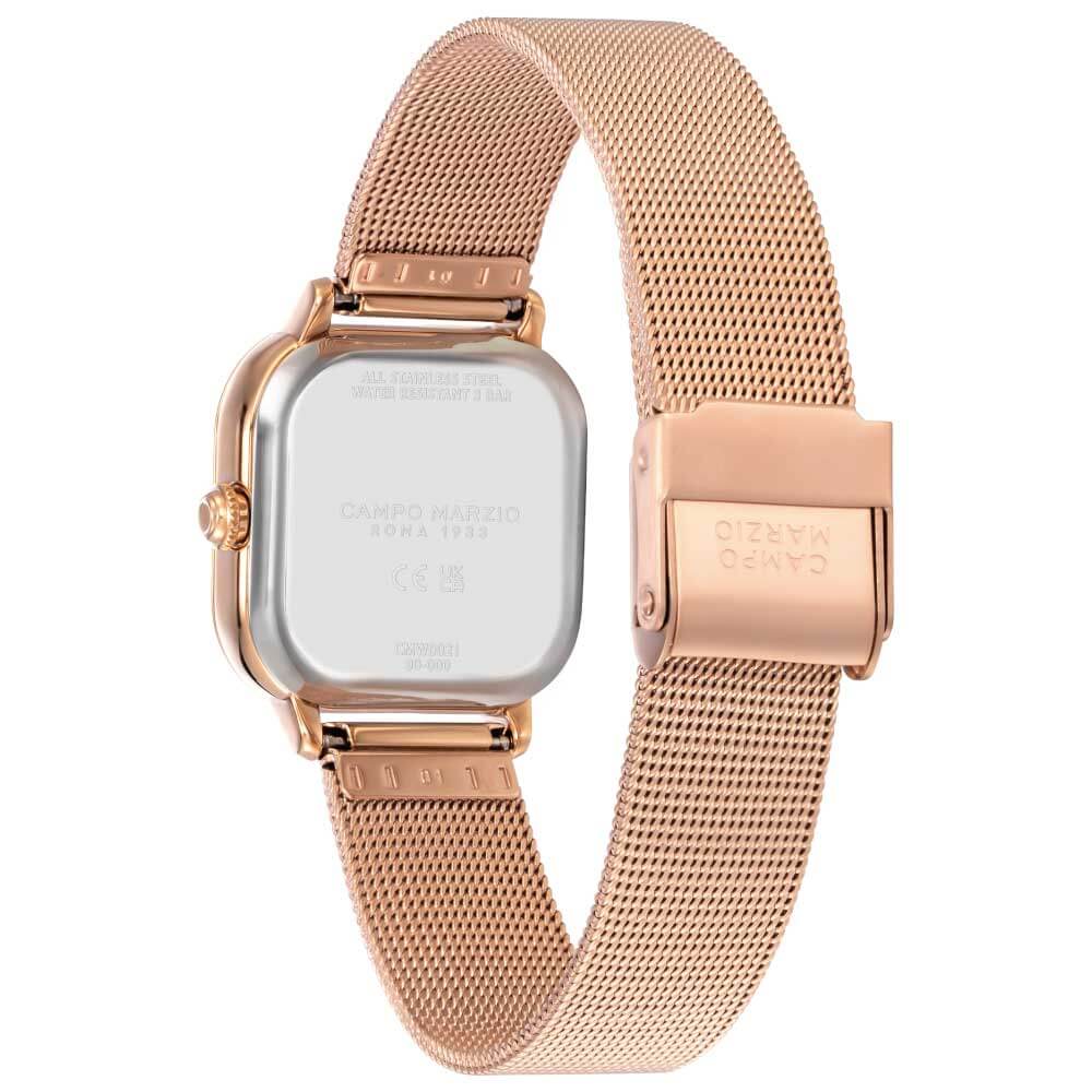 TURIN Square Rose Gold Case White Dial Rose Gold Mesh Band CMW0022
