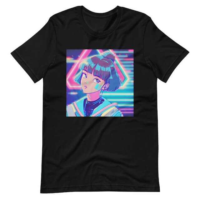 Vaporwave 80s 90s Anime Girl Portrait Synthwave Retrowave Citypop Aesthetic Unisex T-shirt Tshirt Tees