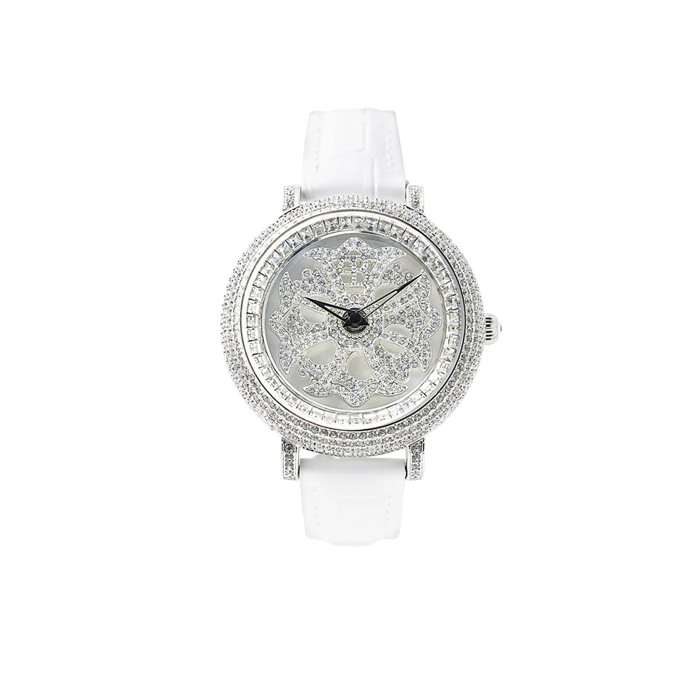 LILY 40MM WHITE x SILVER ＜革ベルト＞
